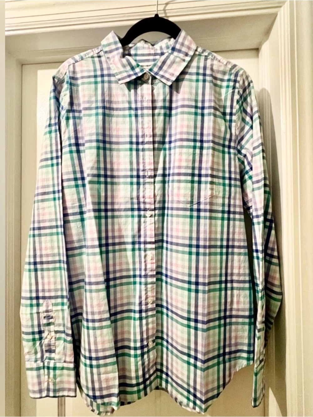 The Drop Pastel Gingham Button Down Shirt Medium. Blue green lavender. NWT - Picture 5 of 5